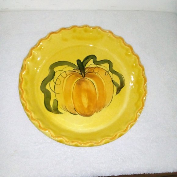 1971 Los Angeles Potteries Ovenware Pumpkin Pie Plate - Picture 2 of 3